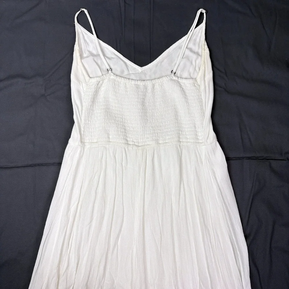 Abercrombie & Fitch White Lace Maxi Day Dress Sz L Cottage Boho Festival Wedding